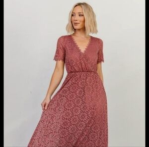 Baltic Born Lace Detail Dress in Rust